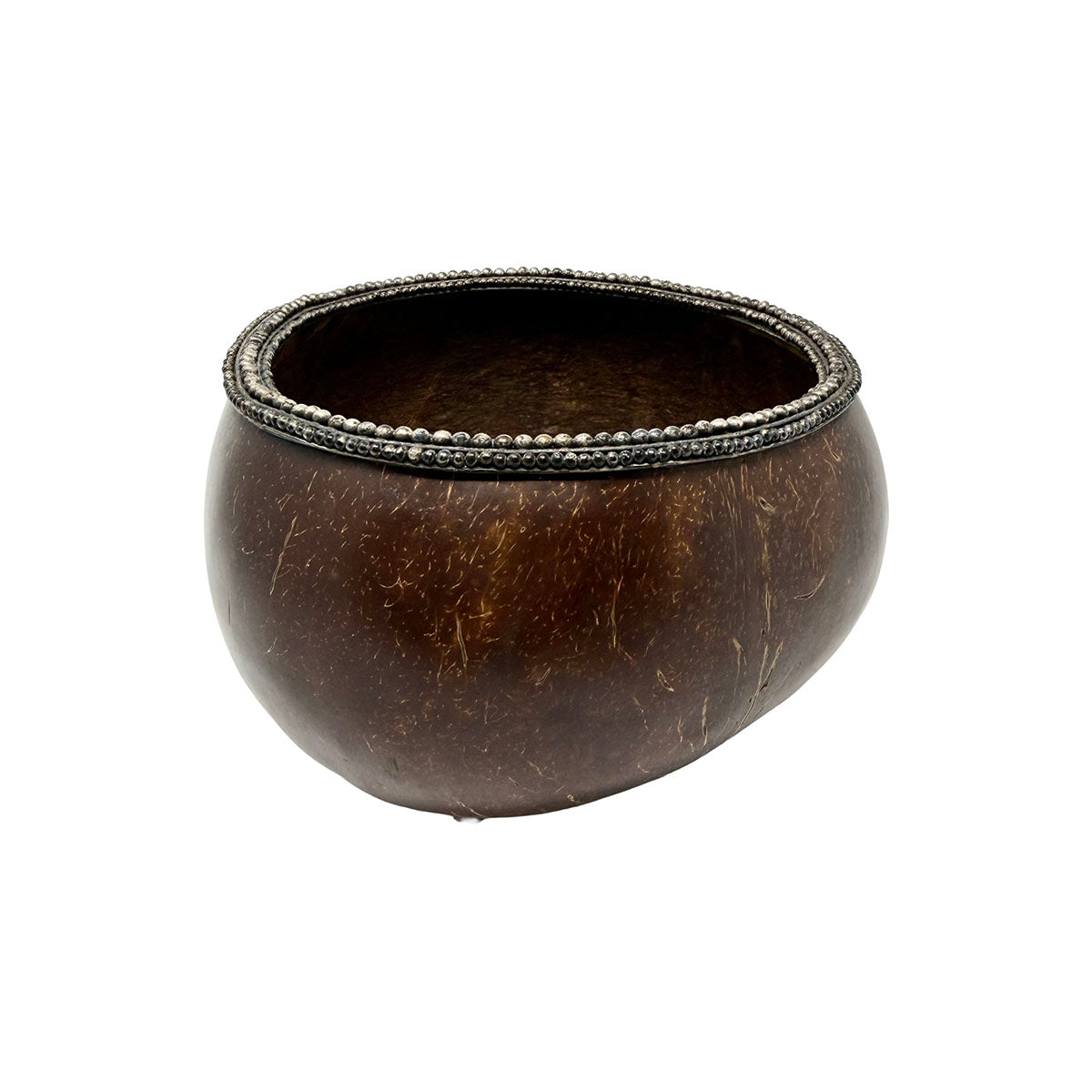Coconut Bowl with Beaded Rim and Feet