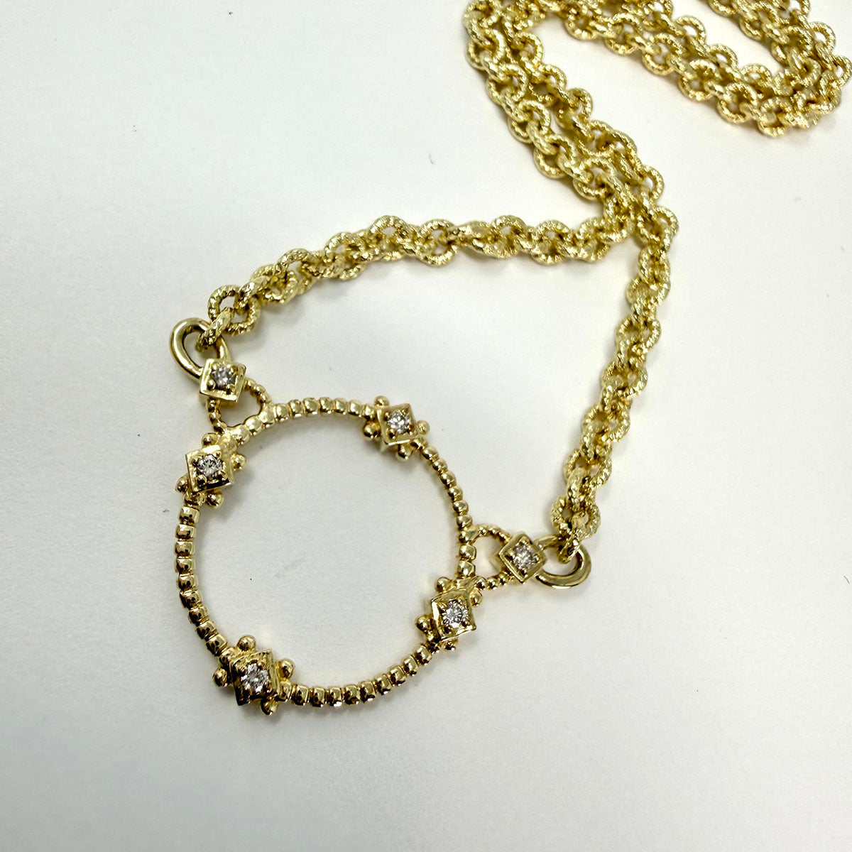 Judith Ripka 14K Gold Necklace with Circular Pendant with Diamonds