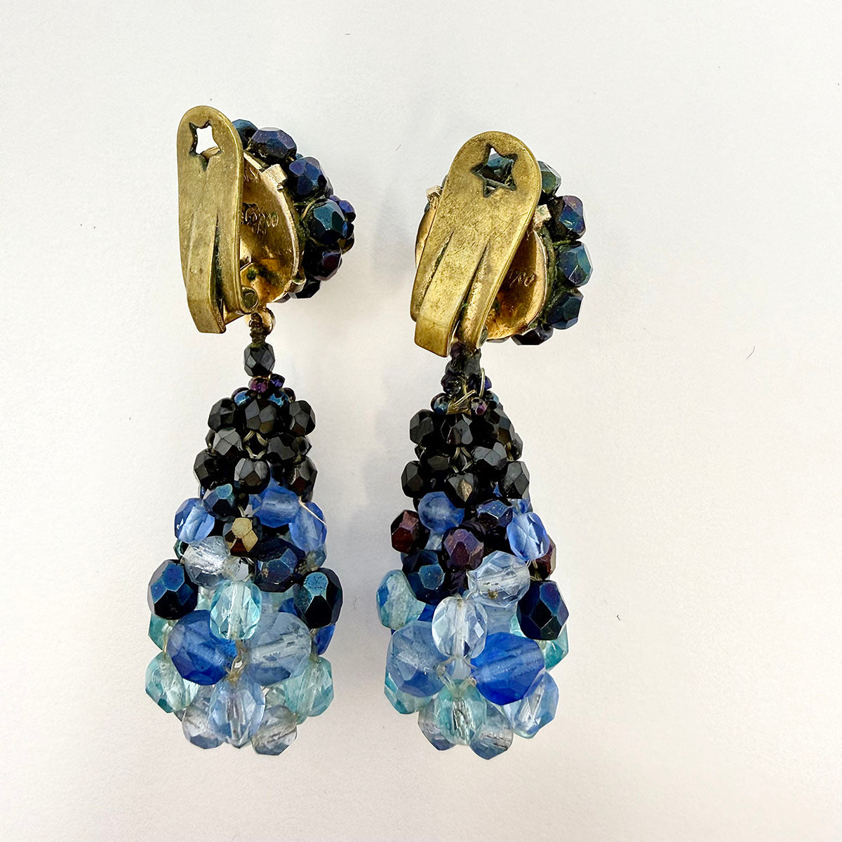 Coppola e Toppo Round Blue/Light Blue Beaded Drop Earrings