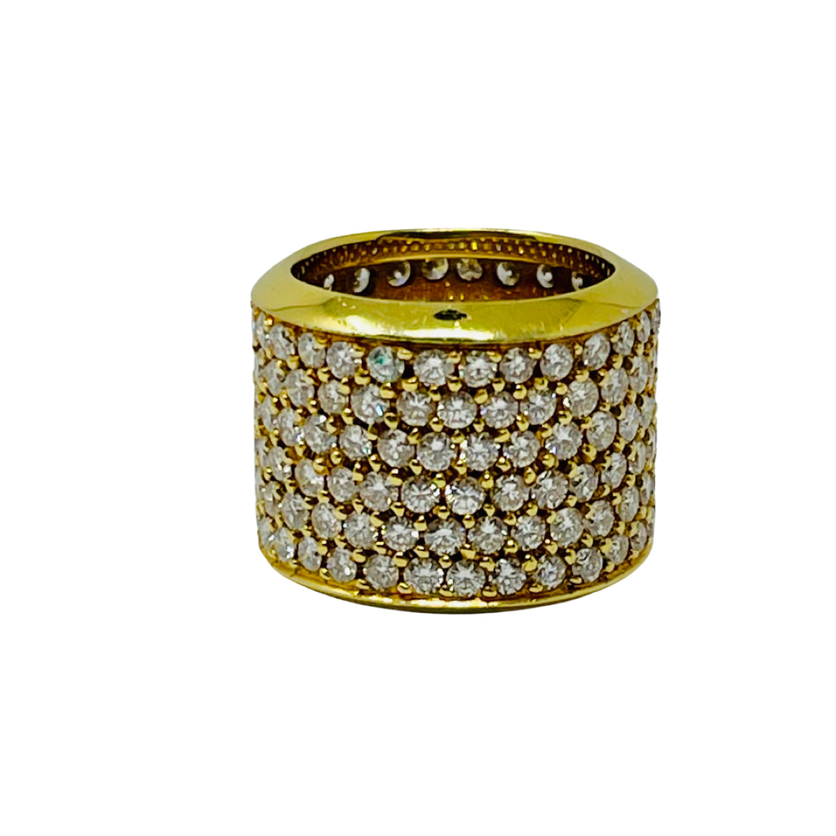 18K Gold Wide 6 Row Diamond Band  +