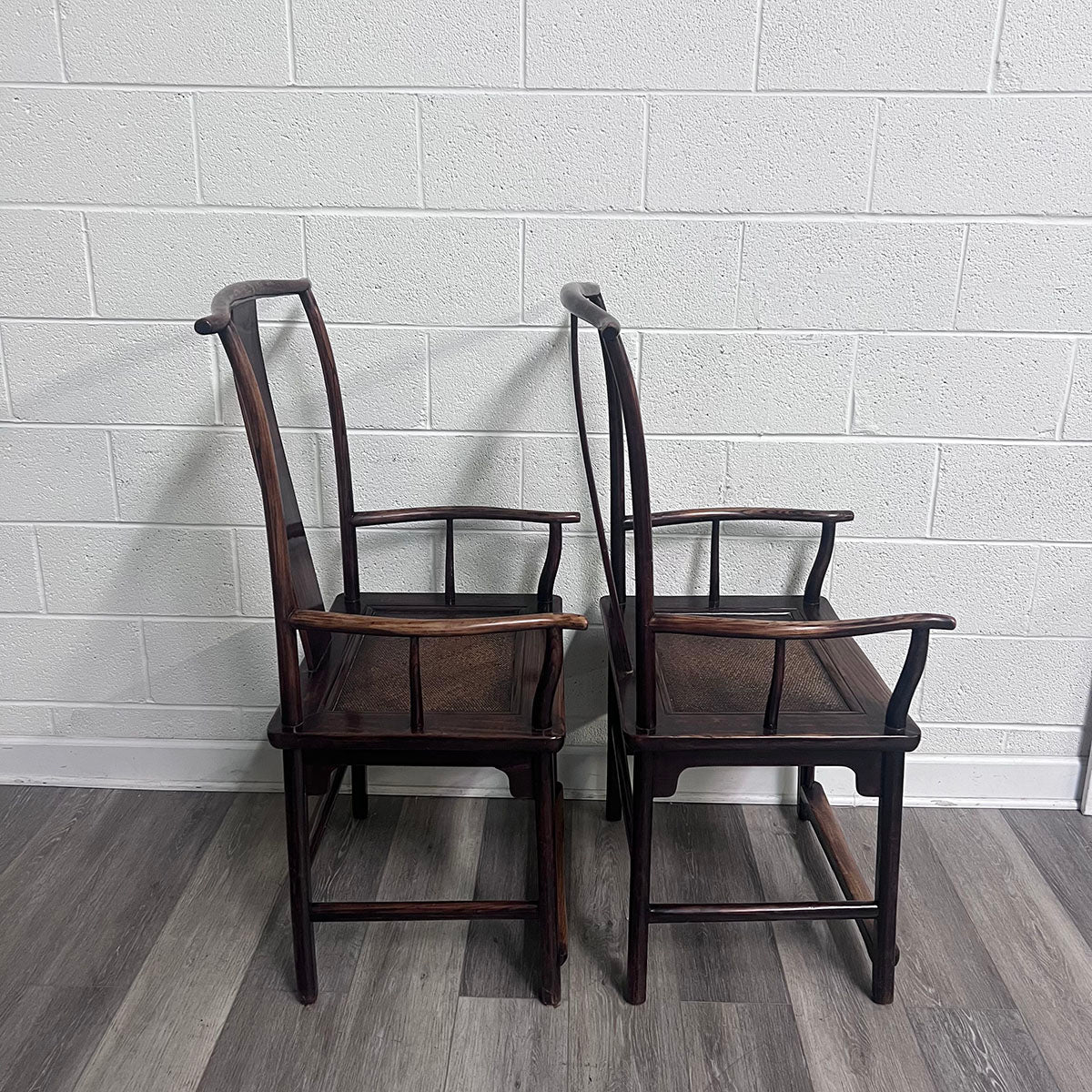 Pair Of Vintage Asian Style Wood Chairs