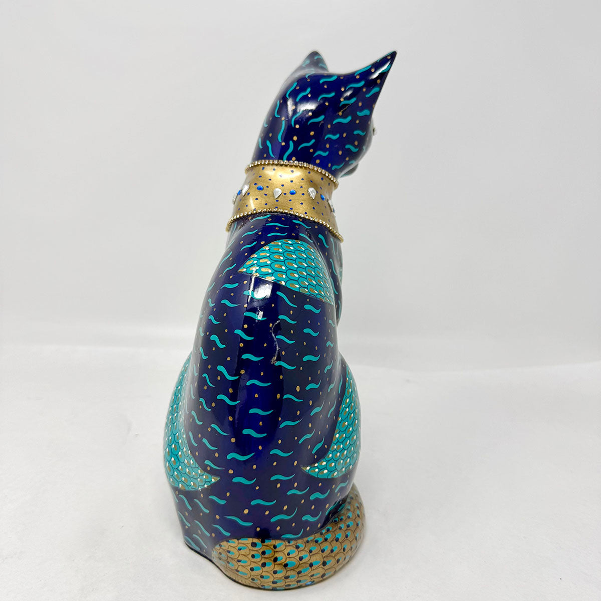 Bejeweled Cat Figure, Signed