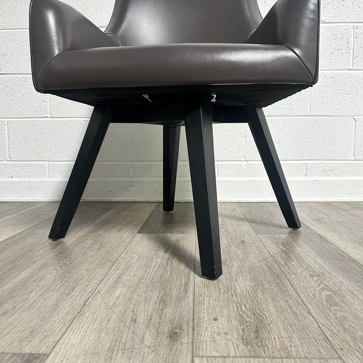 Pair of Brown Leather Swivel Chairs