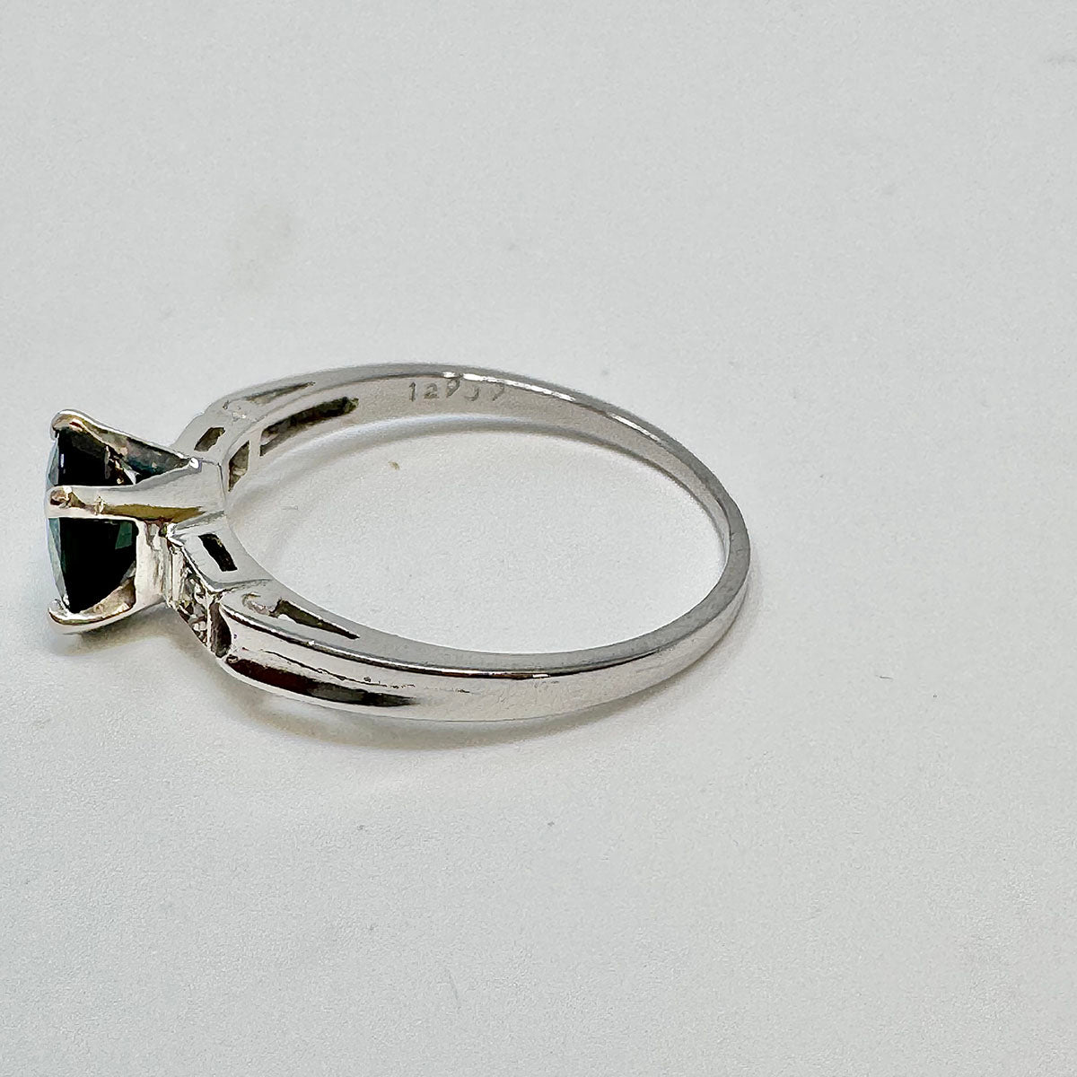 Platinum Ring with Sapphire and Diamonds
