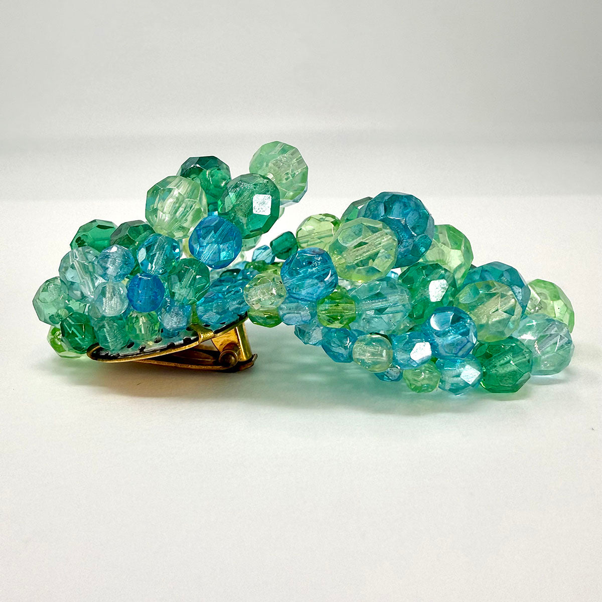 Signed Coppola e Toppo Green and Blue Bead Clip-on Earrings