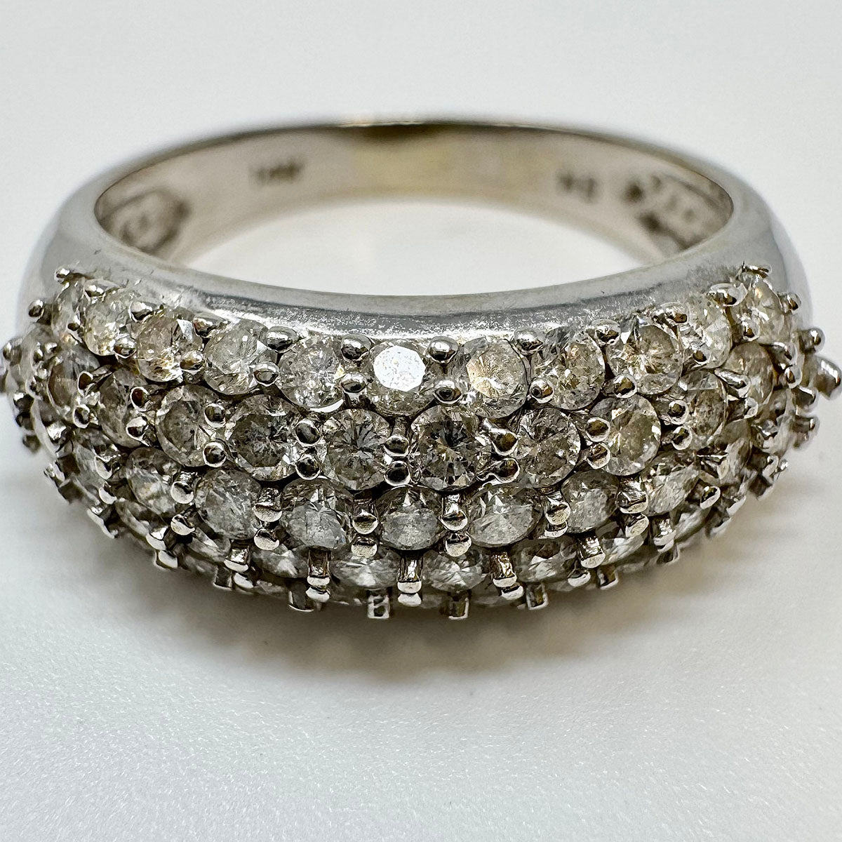 14K White Gold 5 Row Diamond Ring