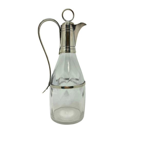 Glass and Sterling Claret Jug with Cork Stopper