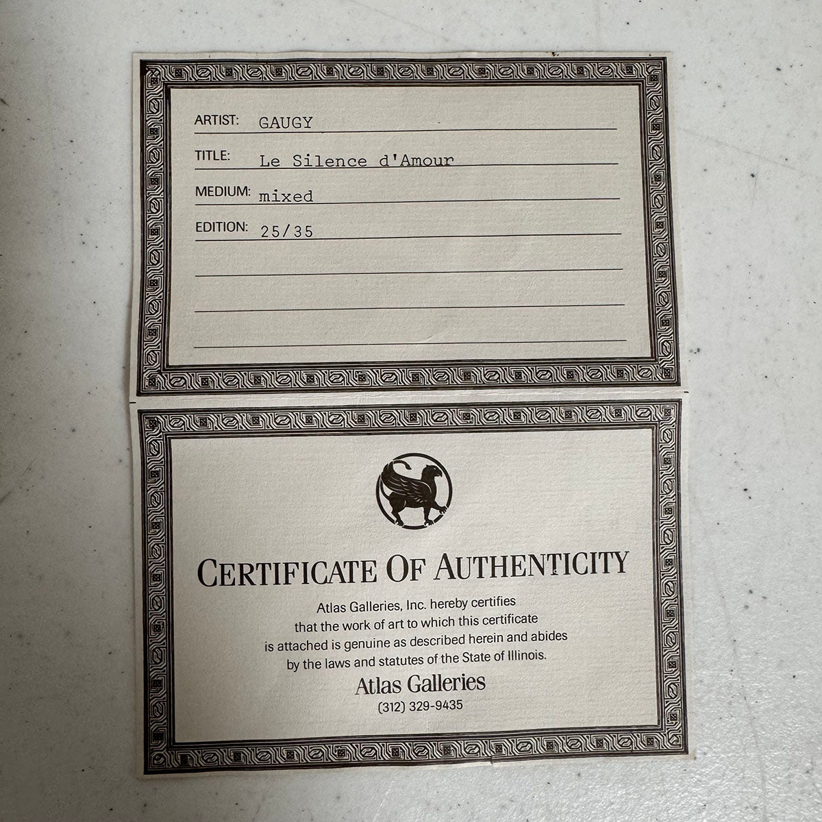 "Le Silence d'Amour" Lithograph Signed 25/35 TC