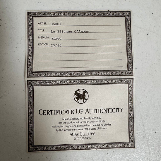 "Le Silence d'Amour" Lithograph Signed 25/35 TC