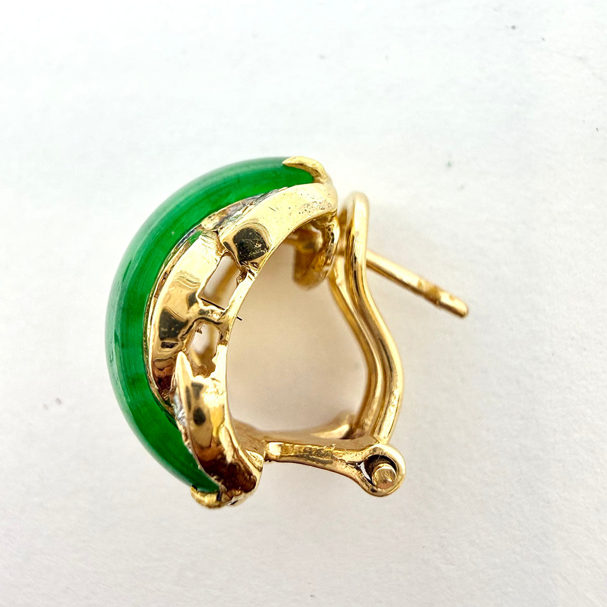 18K Yellow Gold Earrings with Jaditee and Diamonds