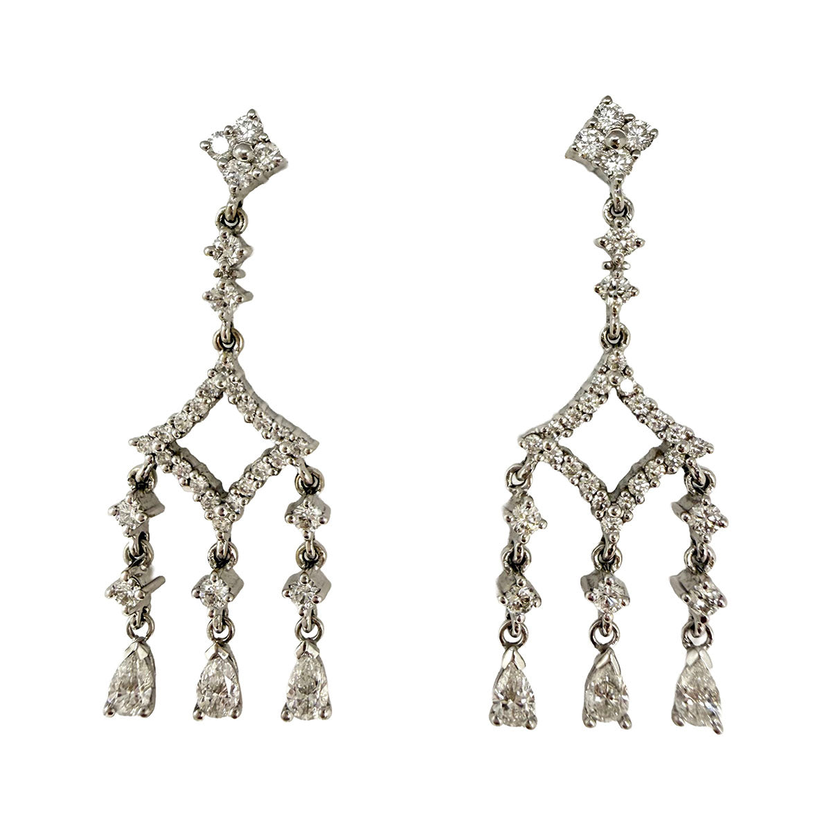 18K White Gold Diamond Drop Earrings