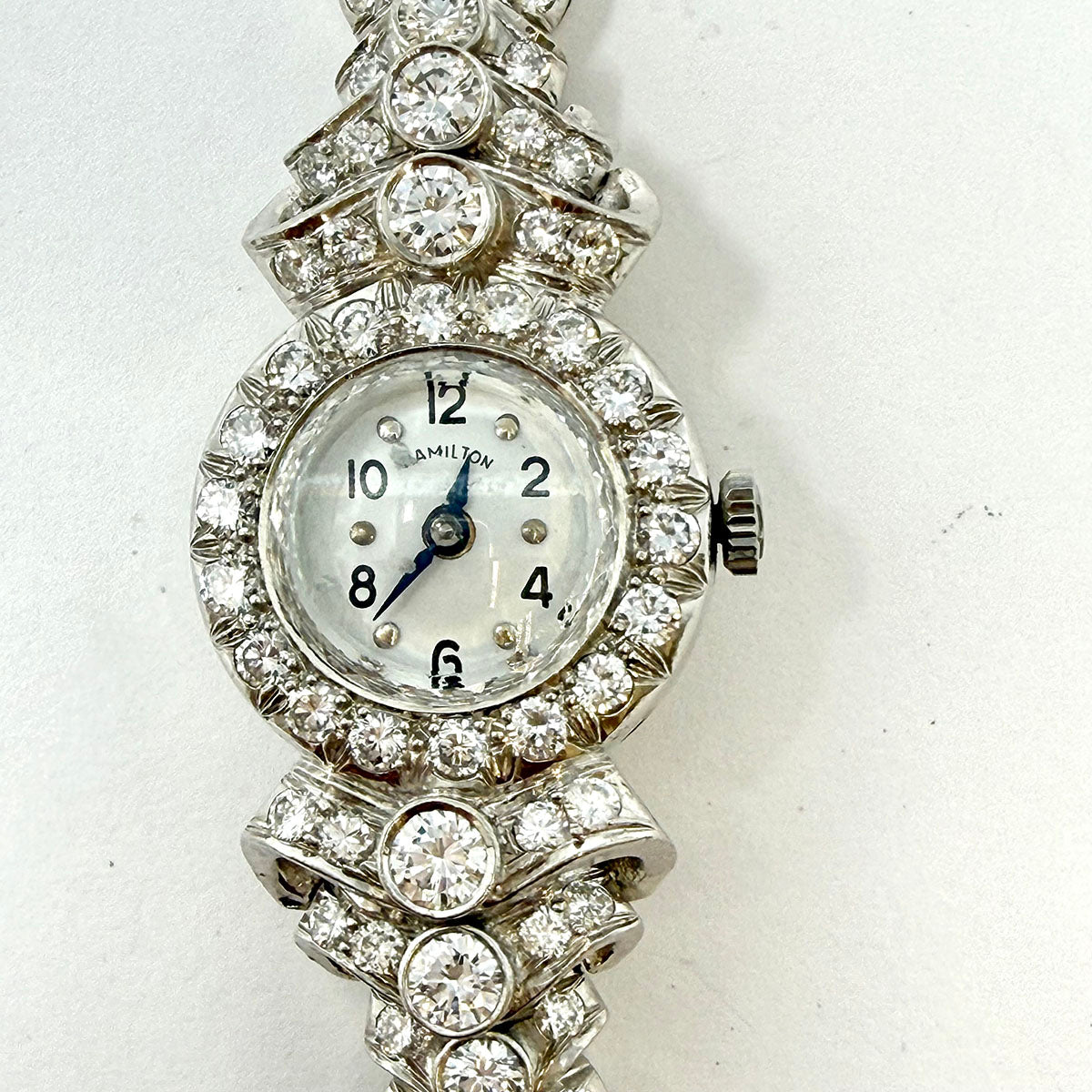 Hamilton Vintage Platinum Bracelet Watch with Diamonds