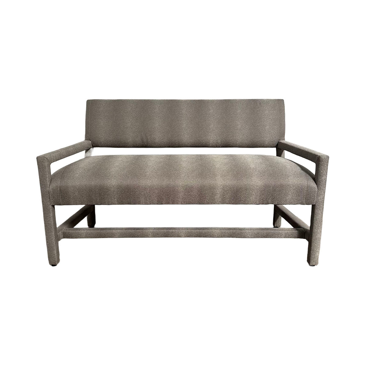Upholstered Gray Loveseat  Bench