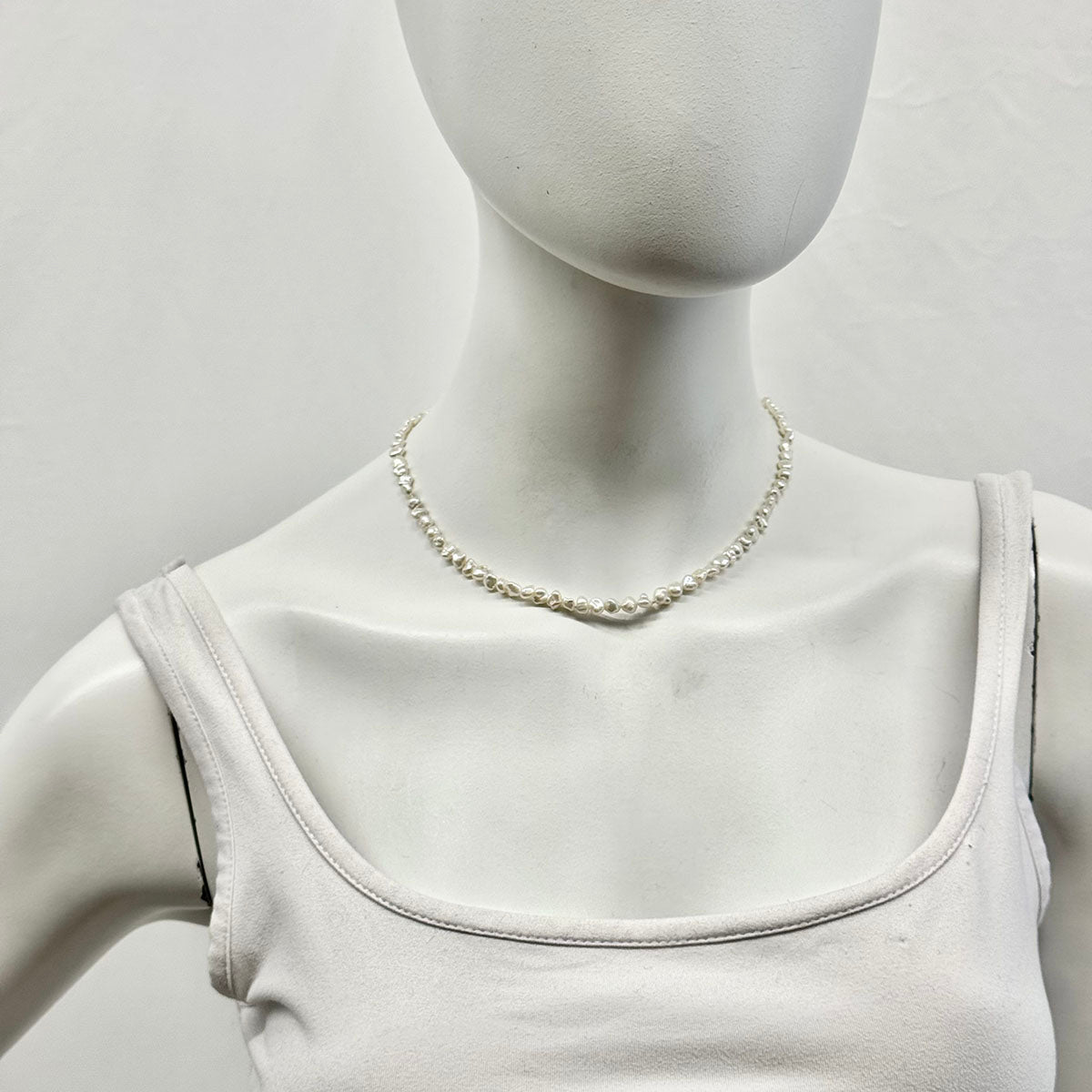 Biwa Cultured Pearl Necklace with 14K Gold Ball Clasp