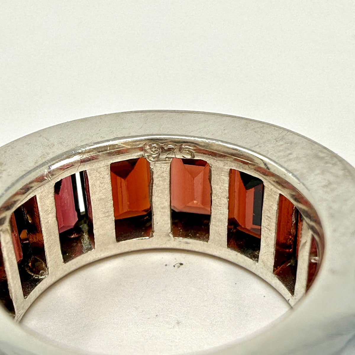 Sterling Silver Garnet Band