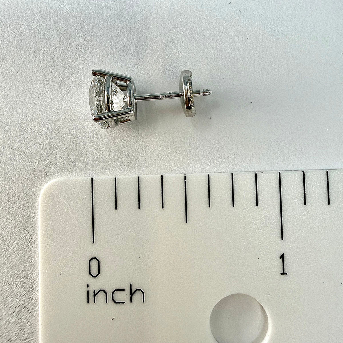 14K White Gold Lab Grown 3.19ct Diamond Stud Earrings