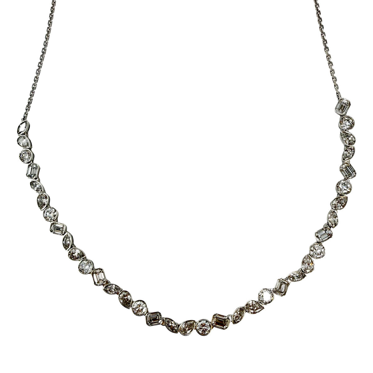 14K Gold 18" Necklace with Round, Marquise and  Emerald Cut Lab Grown Diamond