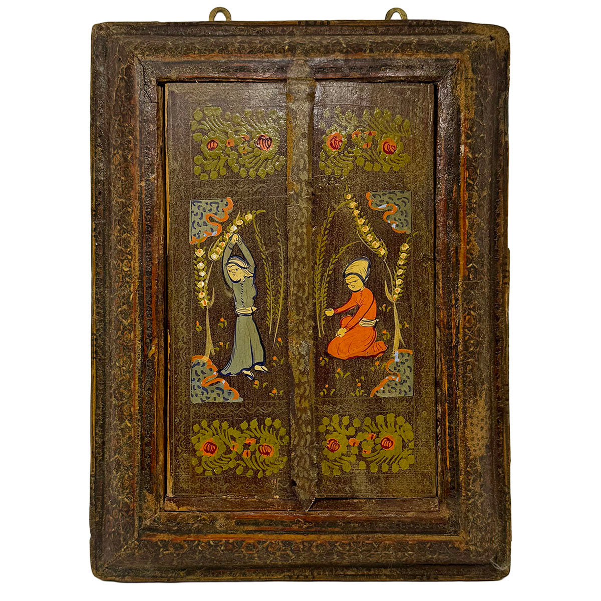 Mosaic Wood Painting Wall Mirror Cabinet