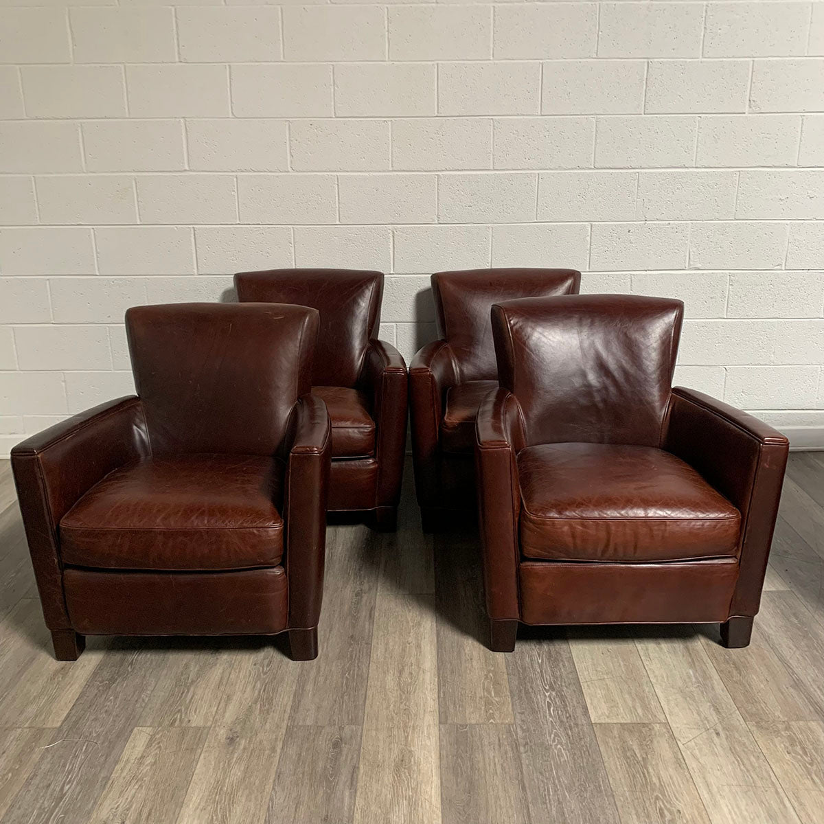 Pair Leather Club Chairs