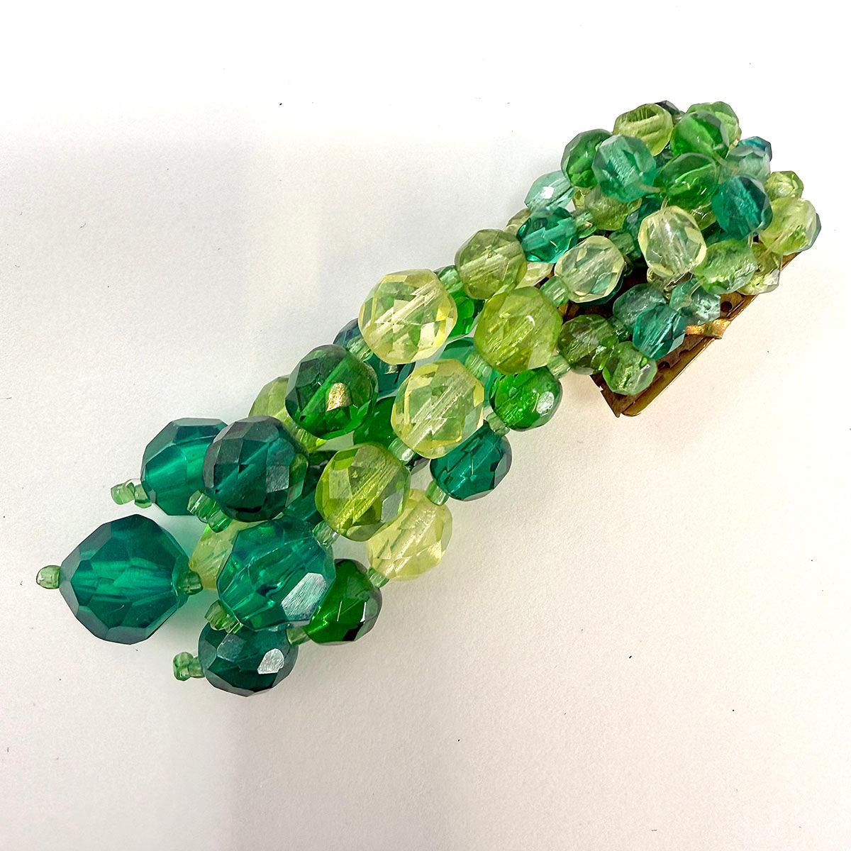 Signed Coppola e Toppo Green and Clear Bead Clip-on Earrings