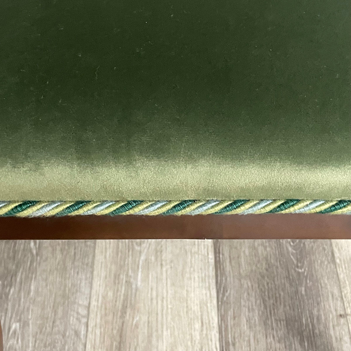 Pair of Side Chairs With Green Velvet Seats