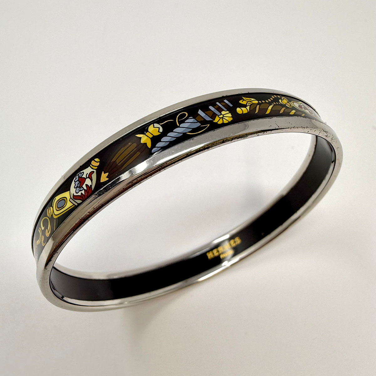 Hermes Narrow Enamel Bangle Bracelet