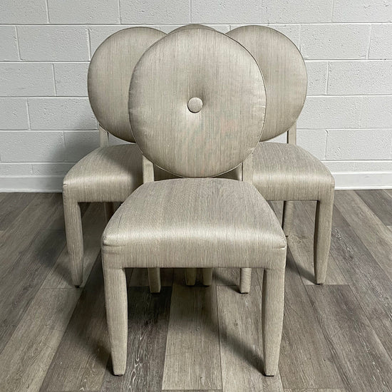 Set Of 4 Light Gray Upholstered Dining Chairs