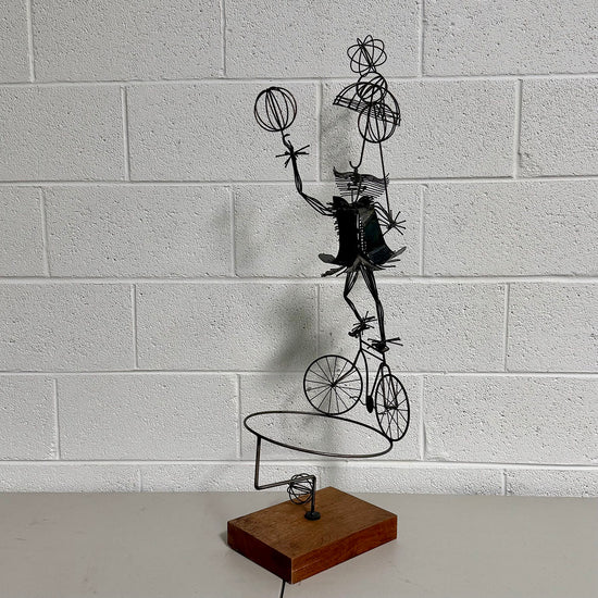 "Juggling Clown on Unicycle" Sculpture Signed and Dated '71