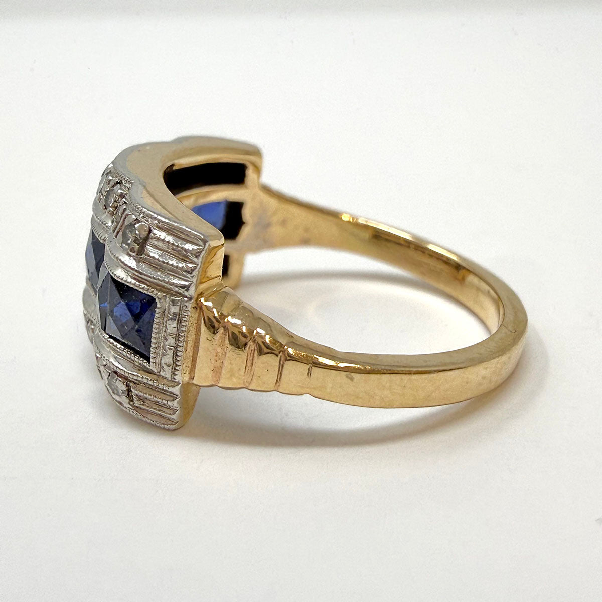 Vintage 14K Gold Ring with Sapphire and Diamonds