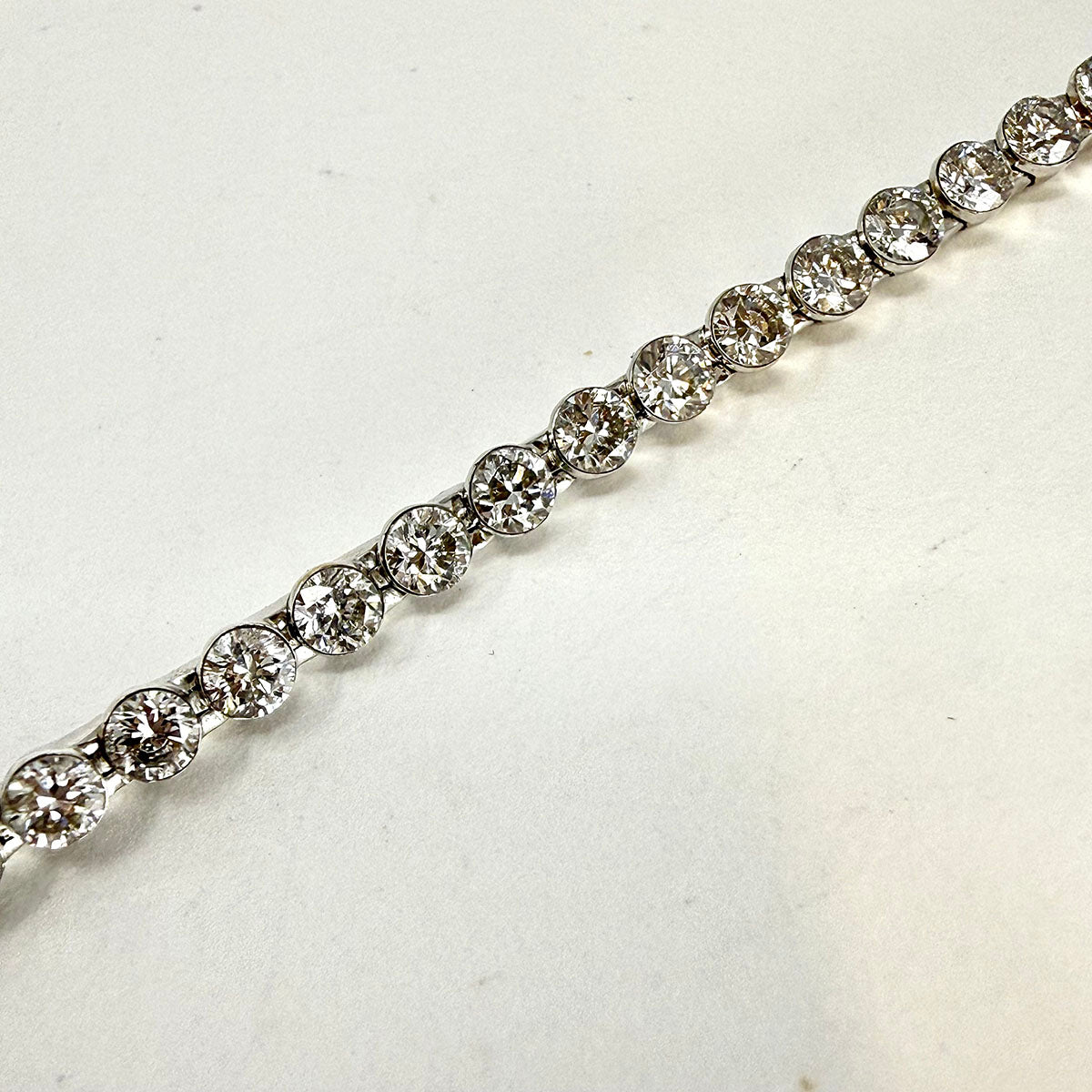 14K White Gold Bracelet with Round, Marquise and  Emerald Cut Lab  Diamonds