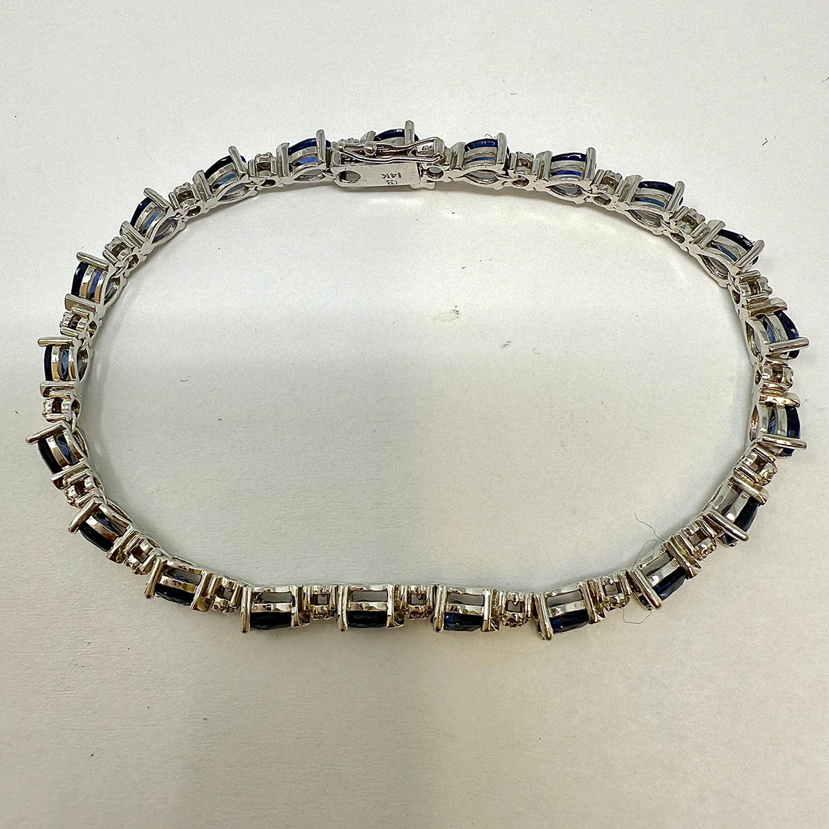 14K White Gold Bracelet with Diamonds and Sapphires