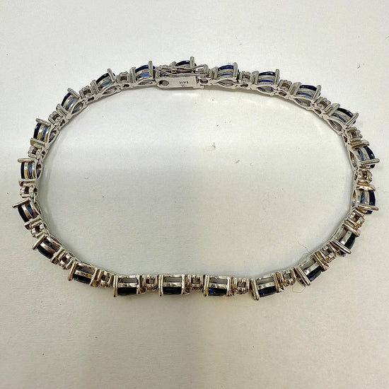 14K White Gold Bracelet with Diamonds and Sapphires