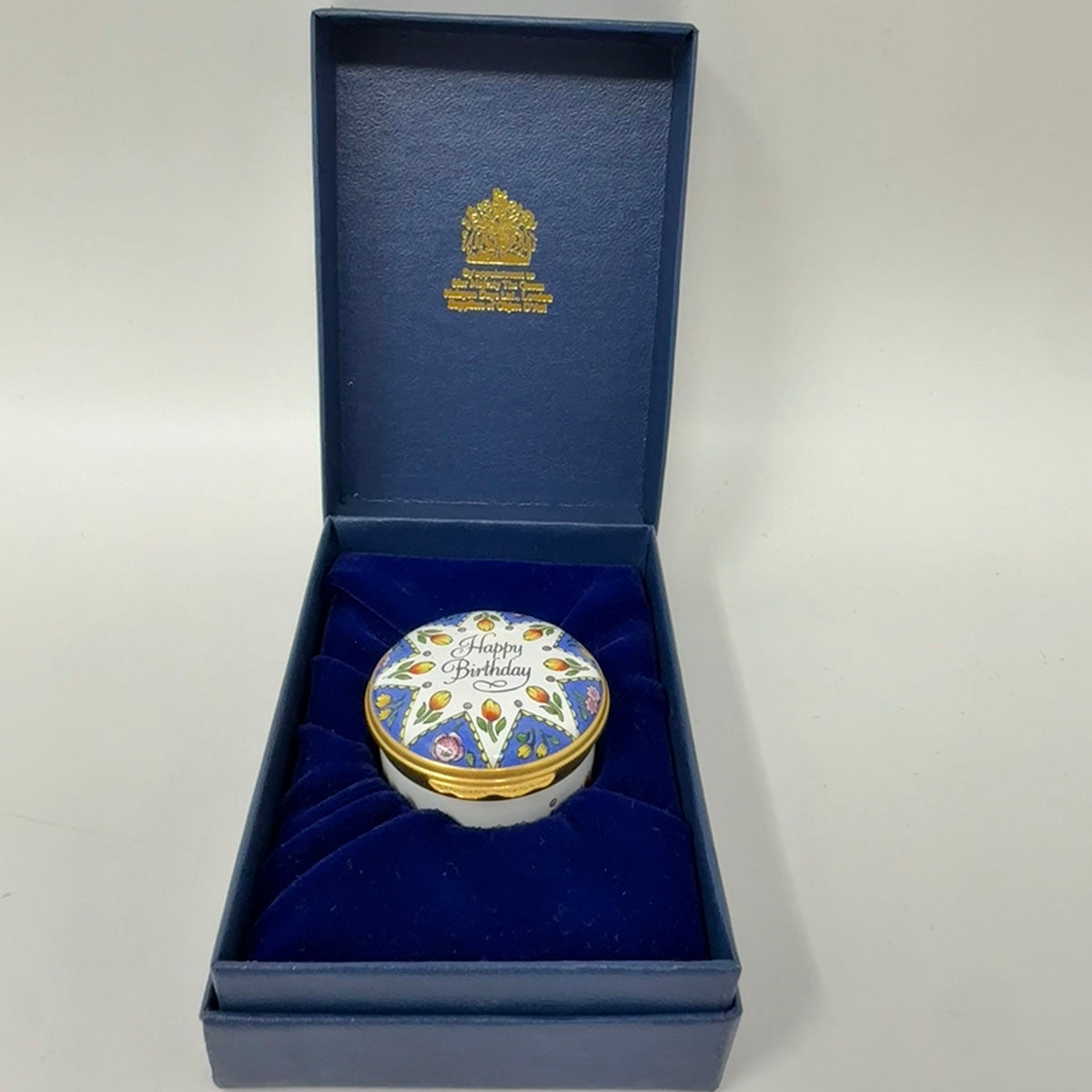 Halcyon Days "Happy Birthday" Enamel Trinket Box Bilston Battersea