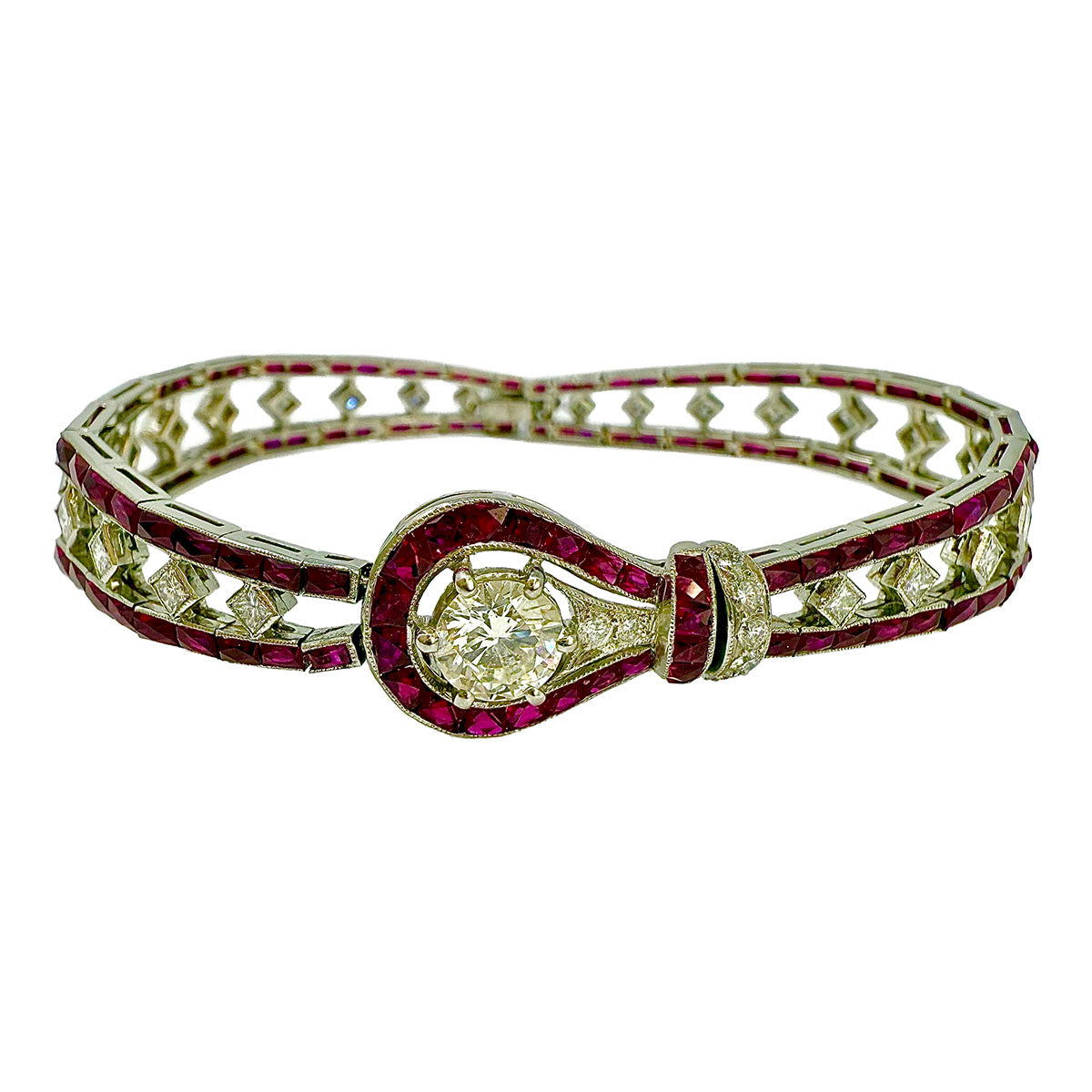 Platinum Ruby and Diamond Bracelet