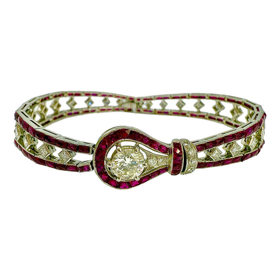 Platinum Ruby and Diamond Bracelet