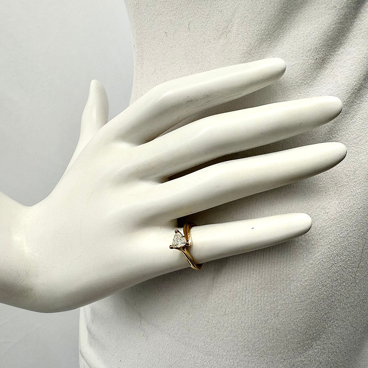14K Gold Ring with Triangular Shaped Diamond