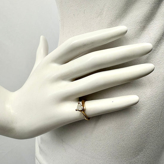 14K Gold Ring with Triangular Shaped Diamond