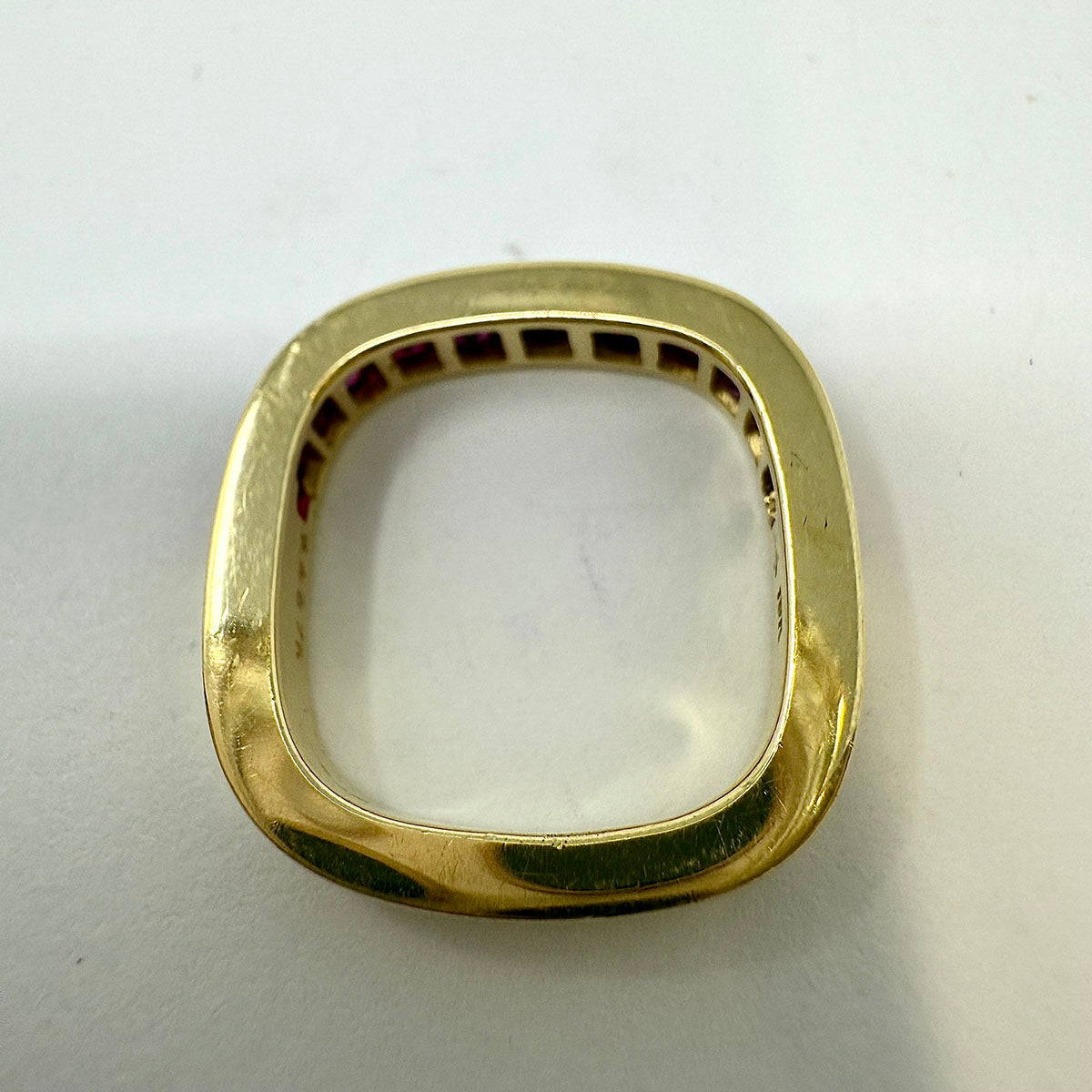 18K Gold Square Ring with 11 Rubies