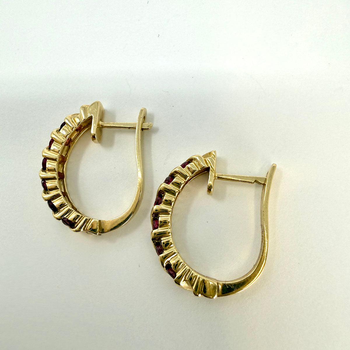 14K Ruby Hoop Earrings