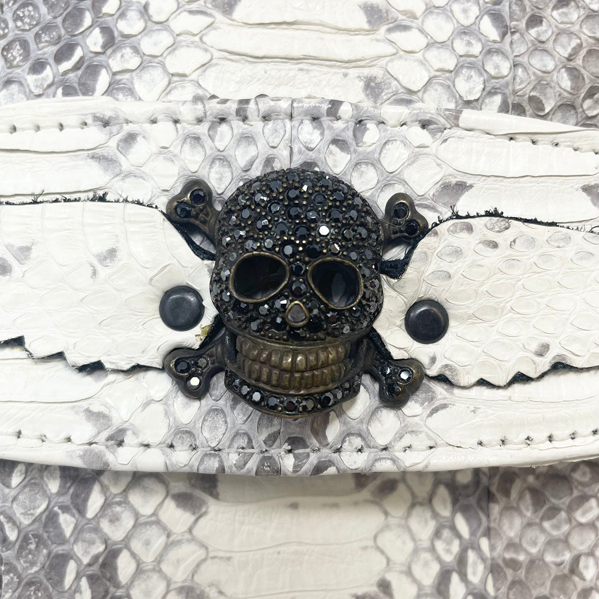 Musick Suzie Q Skull Python Clutch