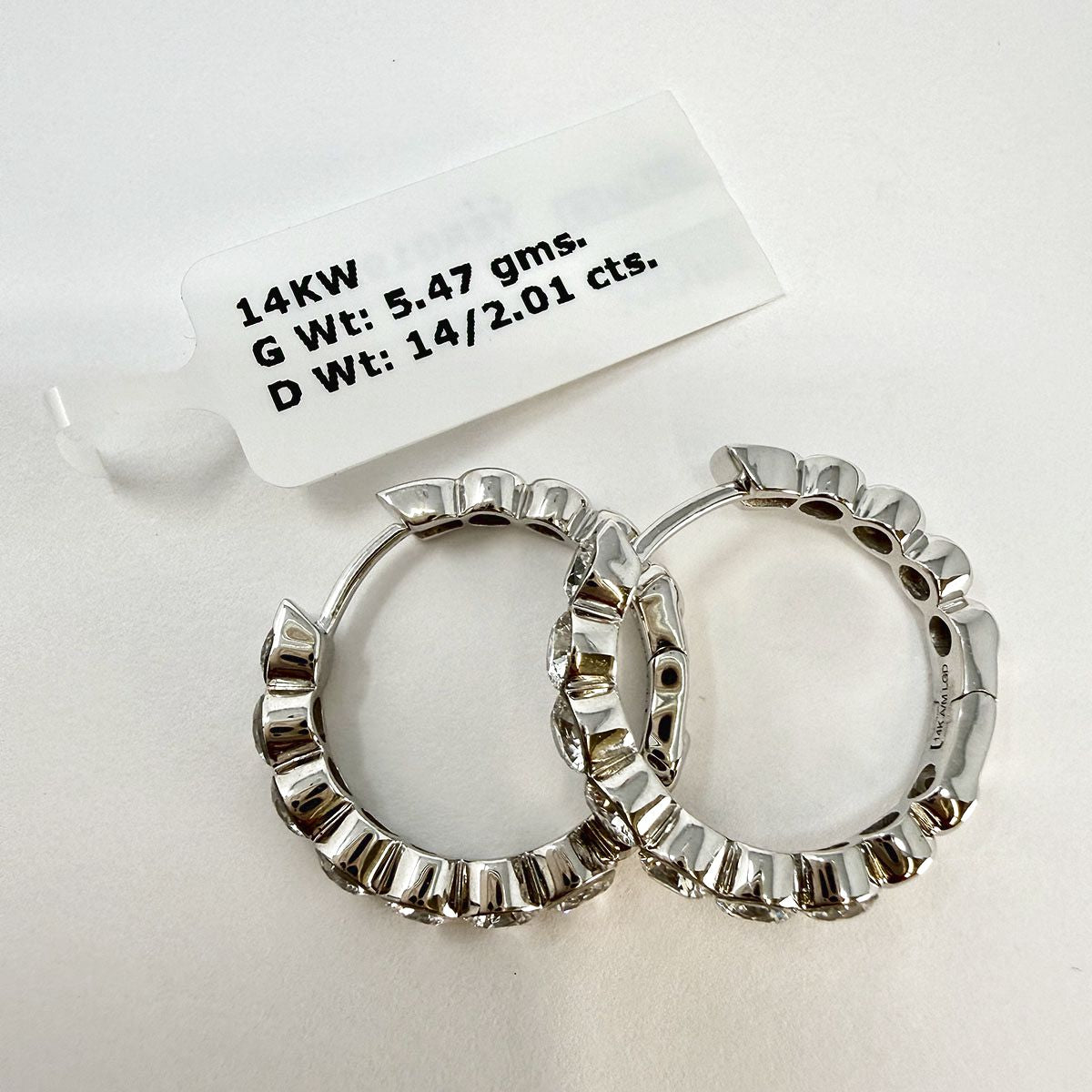 14K White Gold Lab Grown Diamond Hoop Earrings