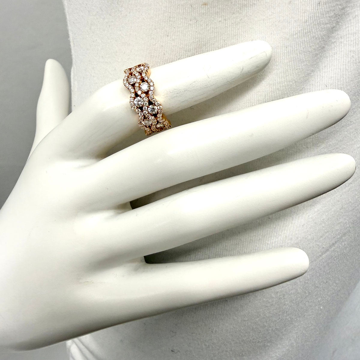 14K Rose Gold Zigzag Diamond Ring