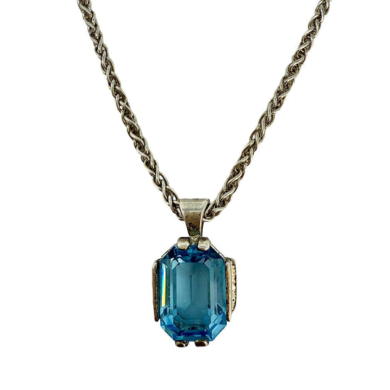 18" Sterling Silver Pendant Necklace with Topaz