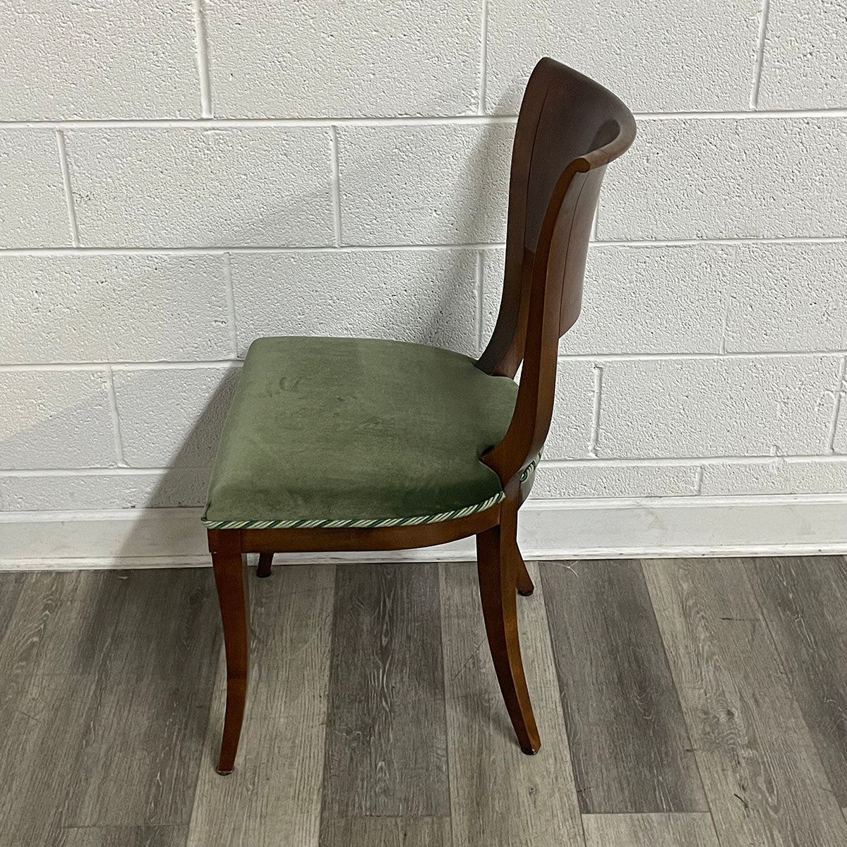 Pair of Side Chairs With Green Velvet Seats