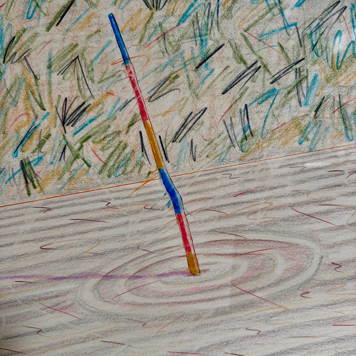 Framed Prismacolor Drawing untitled