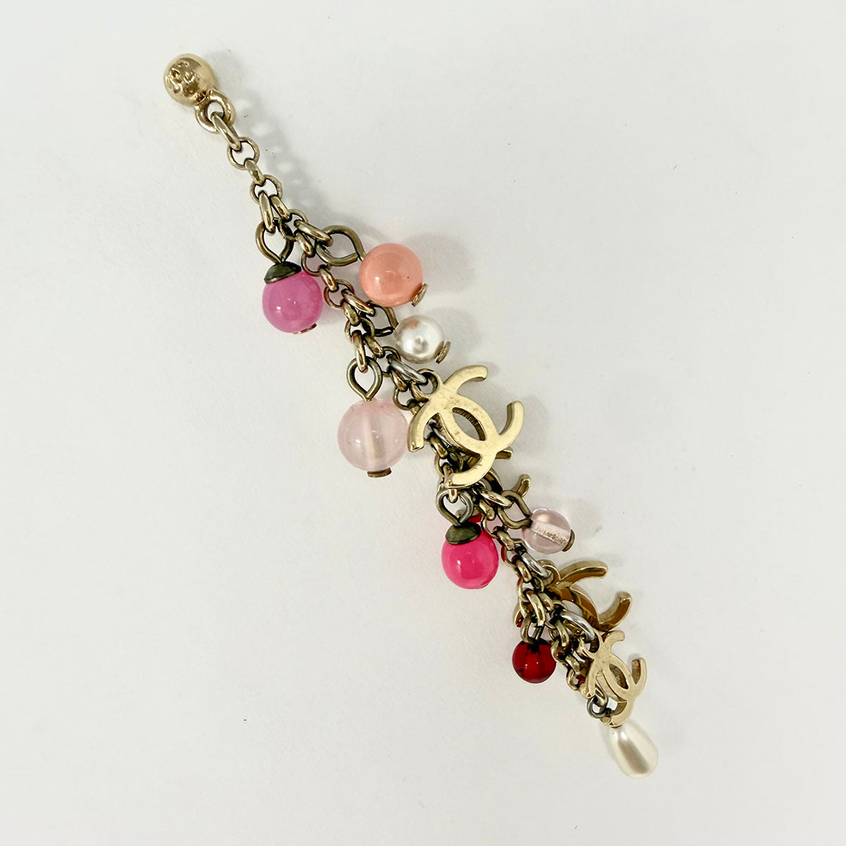 Chanel Pink Dangling Faux Pearl Drop Earrings