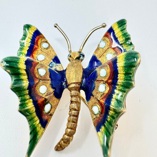 18K Enamel Butterfly Pin