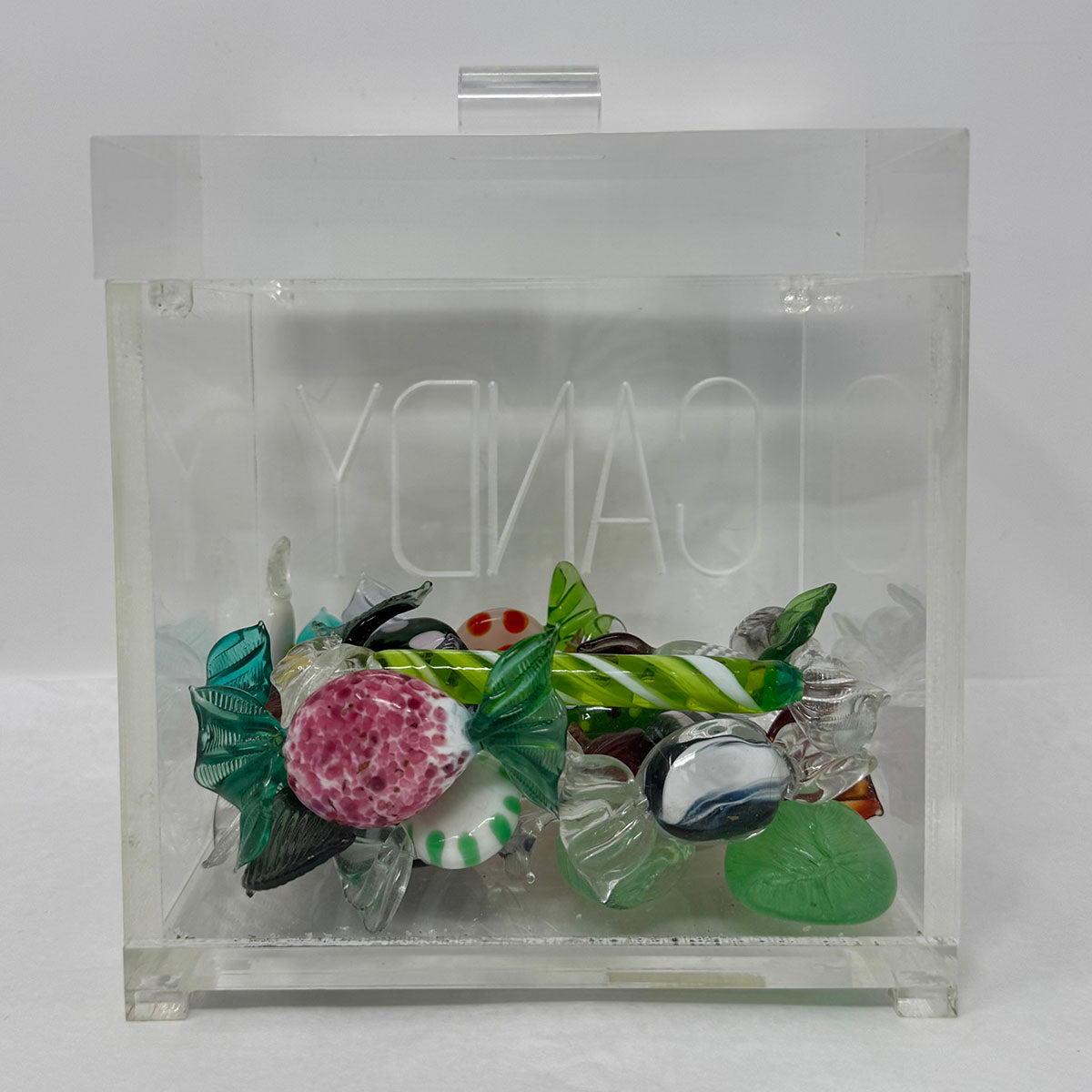 Acrylic Candy Box with Art Glass Wrapped Candies