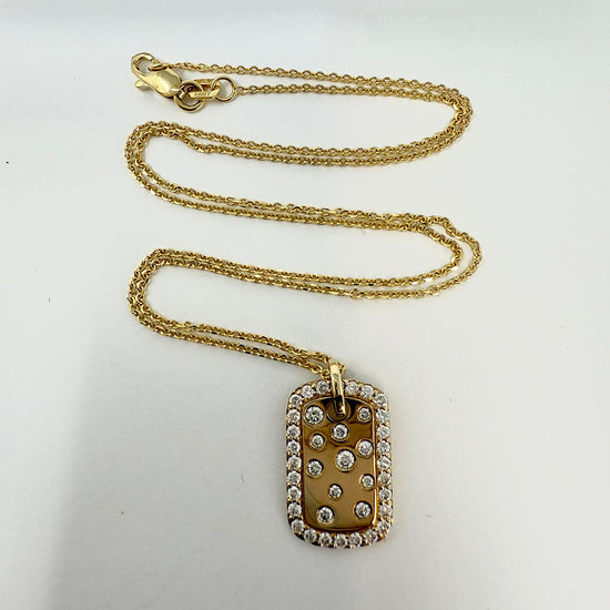 14K Gold Necklace with Rectangular Diamond Pendant