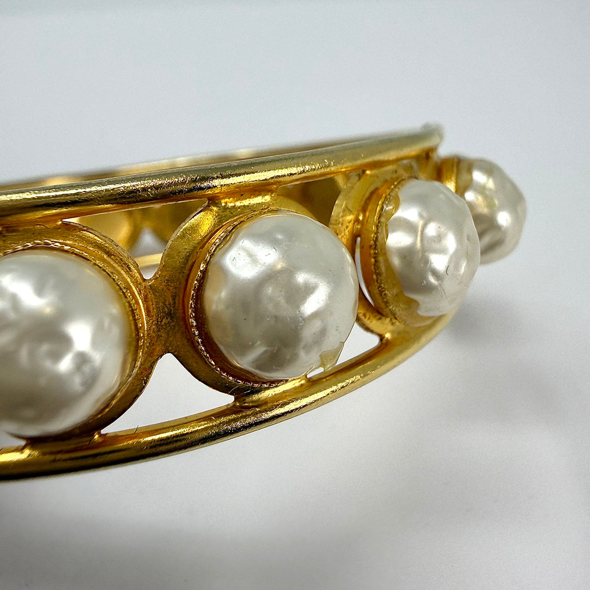 Dominique Aurientis Gold-tone Bangle with Faux Pearl